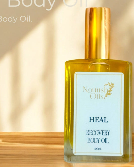 Gold Luxury Body Oil to Nourish skin. Made in Australia. Jojoba Arnica Eucalyptus Peppermint