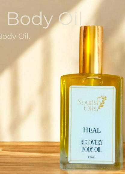 Gold Luxury Body Oil to Nourish skin. Made in Australia. Jojoba Arnica Eucalyptus Peppermint