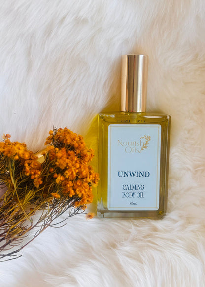 A calming body oil blend with lavender, ylang ylang, and cedarwood to ease stress, release tension, and promote restful sleep.
