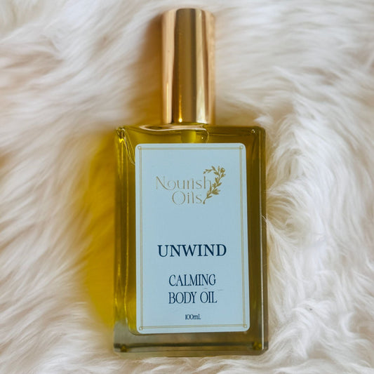 A calming body oil blend with lavender, calendula, and roman chamomile to ease stress, release tension, and promote restful sleep.
